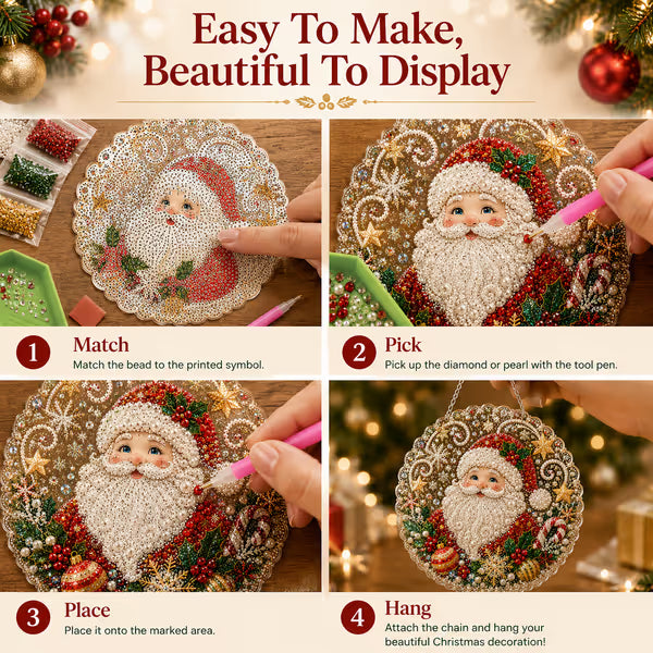 ✨ Diy Christmas Pearl Diamond Art Hanging Ornament Kit | Handmade Holiday Hanging Decor 🎅