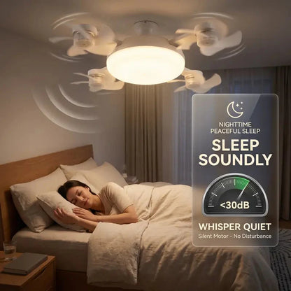E27 Socket Ceiling Fan Light - 2-in-1 Silent LED Fan with Remote Control, 3 Wind Speeds & 3-Color Dimming