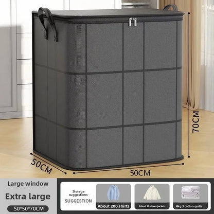Large Zippered Reinforced Foldable Fabric Organizer Bin with Reliable Closure, Spacious Household Carryall for Bedding and Apparel, Ideal for Closet Storage and Moving Prep,sohochic.