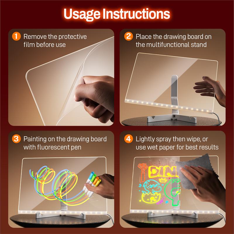 LED Drawing Board for Kids with Light Effects,